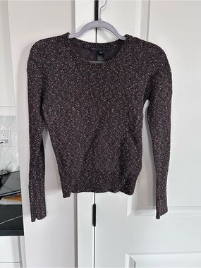 Marc by Marc Jacobs Dark Knit Sweater Metallic Gold Fleck Textured Crewneck Top